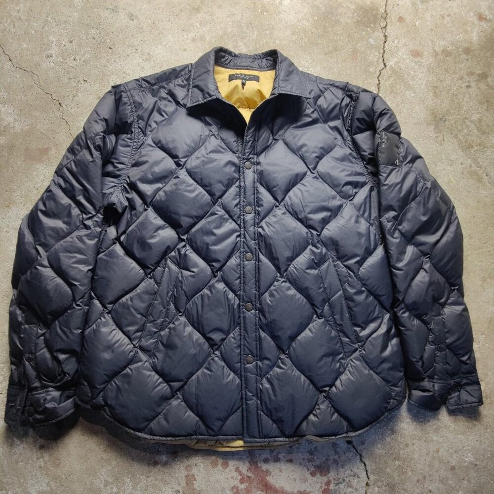 Designer 'Rag & Bone' dark grey/black down quilted hunting jacket men's XL